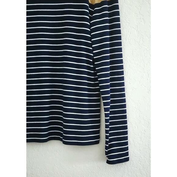 SWEATER/KNIT-LAUREN-RALPH LAUREN-Navy Blue White Strip-Gold Metallic-Size LRG - Picture 3 of 13